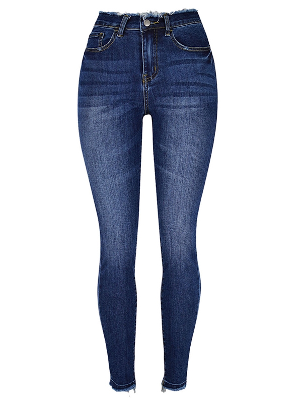 Ultra-high stretch high-waisted jeans women's fringed tight-fitting ...