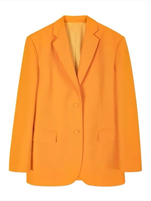 Fashion simple bright orange suit jacket straight solid color loose