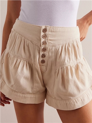 Women's Casual Elastic Pocket Shorts Ruffle Denim Shorts