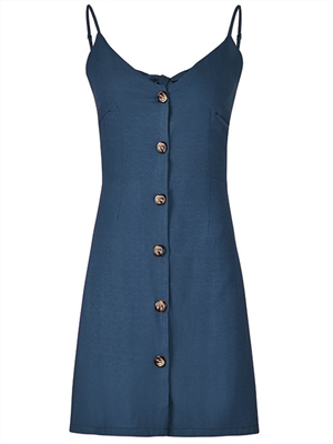 Hot Sale New Solid Color Sexy V-neck Back Tie Single-breasted Dress