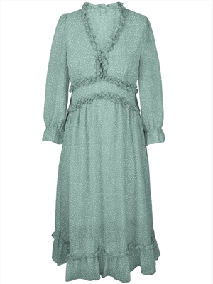 Spring and summer V-neck simple ruffle print dress women