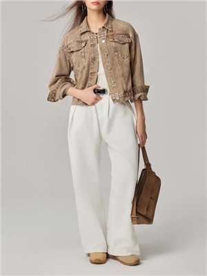 European and American INS fashion versatile personalized short denim jacket