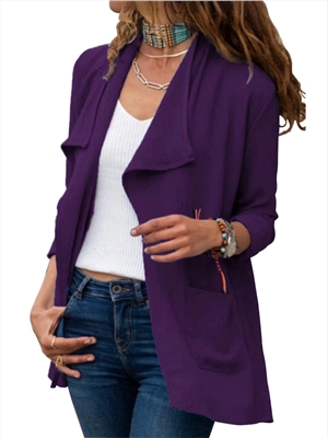 Autumn winter solid color long sleeve windbreaker casual cardigan coat