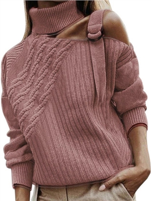 Sweater autumn winter solid off shoulder