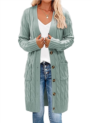 Autumn winter single breasted pocket knitted sweater cardigan coat