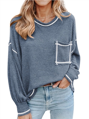 Fall shoulder sleeve loose casual top in autumn winter