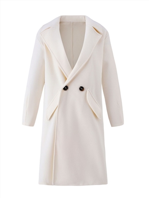 Autumn winter suit collar solid color long wool coat