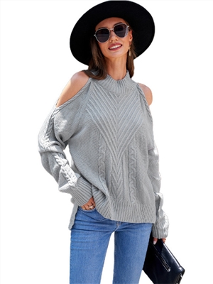 Winter solid off shoulder sweater loose long sleeved