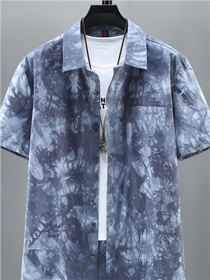 Summer new tie dye plus large men's casual fashion loose thin Floral Shirt