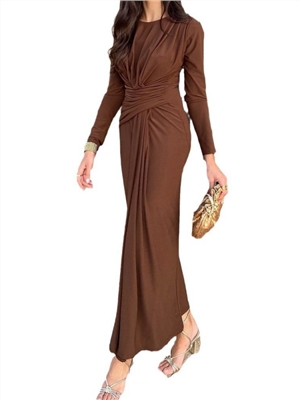 Women's long and elegant pleated dress, long skirt