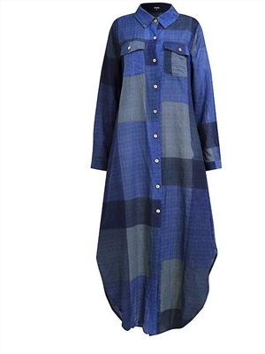 Women's New Spring and Autumn Fashion Sexy Plaid Shirt Dress