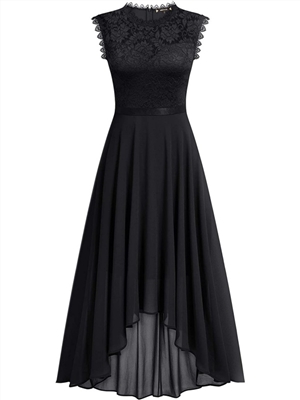 Summer lace chiffon dress with large hem