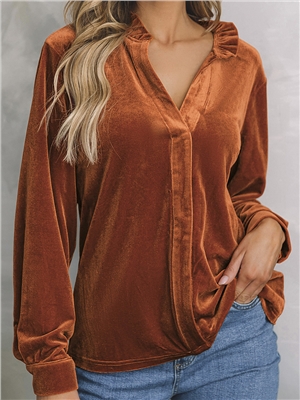 V-neck velvet pullover sweater with versatile commuting style, long sleeved knit sweater
