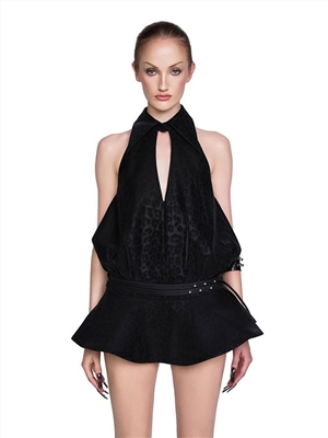 Women's solid color slim fit low waist street fashion lapel sleeveless dress