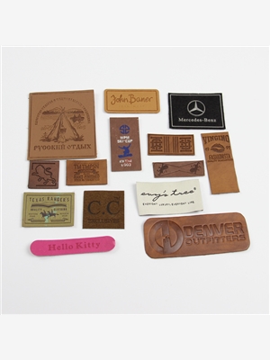 Embossed leather label