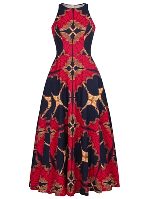 Women's Digital Printing Rround Neck Sleeveless Summer Vintage Dress