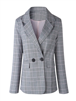 Women's Fashion Retro British Style Chic Plaid Casual Small Suit Jacket