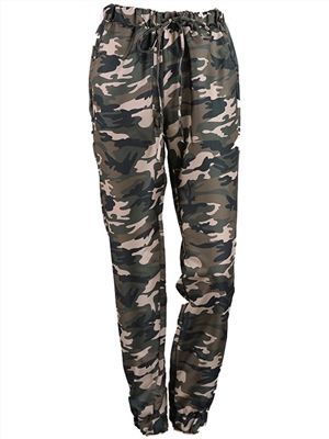 Camouflage print trousers casual pants