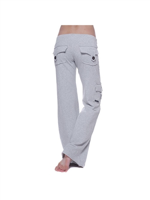 Stretch waist button pocket drawstring yoga pants wide leg pants