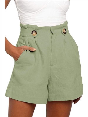 Women's shorts all-match casual high waist loose cotton and linen wide leg pants