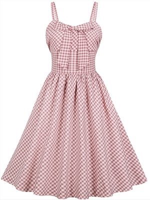 Women suspender checked dress loose plus size women's dress