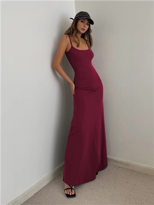 Slimming long dress with European and American sweet and spicy style, showing off the figure with a bottom strap feeling, cinching the waist to show off thinness, backless dress for children in summer