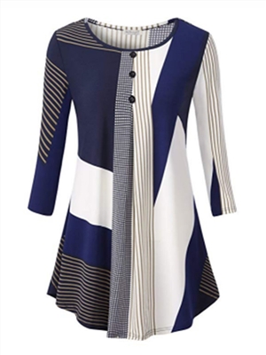 Printed women's three-quarter sleeve blouse women fashion casual T-shirt