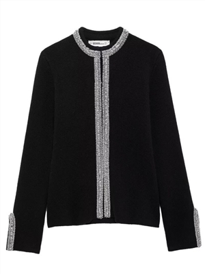 Temperament round neck beaded long sleeved jacket jacket