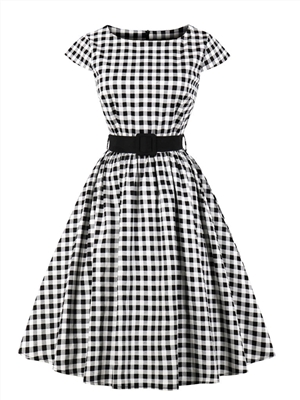 Black Polka Dot Printed Dress Plus Size Retro Stylish