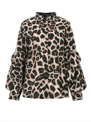 Women's spring and autumn hot style foreign trade ladies loose and thin leopard print long-sleeved shirt