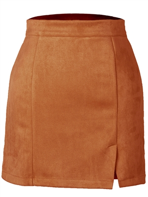 Women high waist solid color suede bodycon skirts