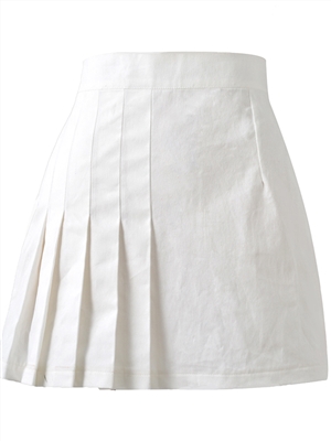 High waist solid color A-line pleated skirts