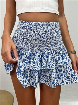 Print flower high waist boho cake skirts