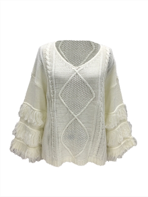 Women's tassel loose knit sweater