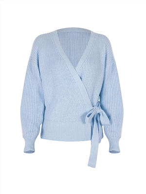 Fashion casual V-neck tie knit sweater pullover short sweater