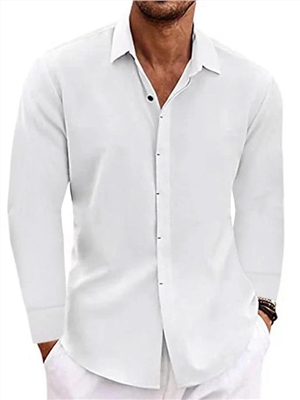 Men's linen long sleeved T-shirt loose sweatshirt solid color long sleeved cotton linen shirt