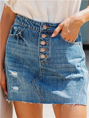 Solid tassel high waist above knee bodycon denim Skirts