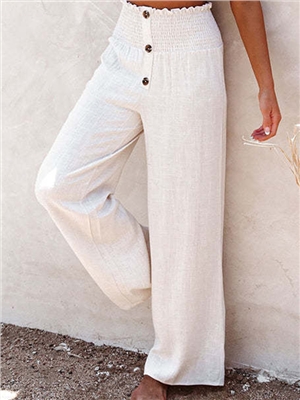 Solid color high waist linen casual lounge pants