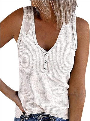 Solid V-neck buttons, sleeveless vest