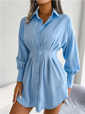 Solid color long sleeves bodycon lapel elegant dress