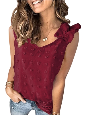 Solid color V-neck sleeveless casual tank tops