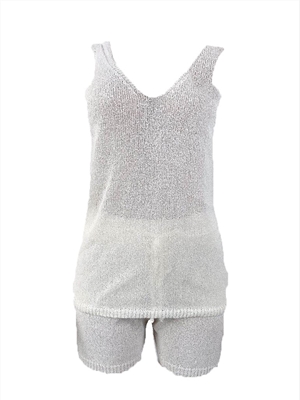 Beach bikini knit vest solid color hollow swimsuit