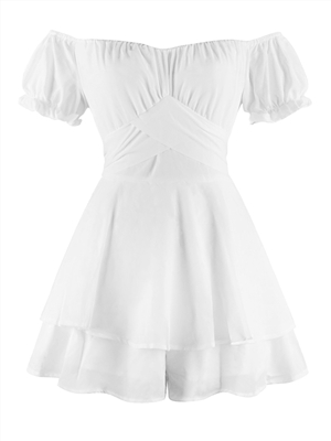 Women's summer off the shoulder lantern ruffle short sleeves sexy rompers