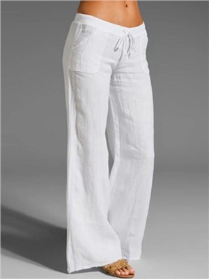 Women mid waisted solid color casual straight leg lounge pants