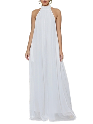 solid color halter sleevelesschiffon backless sexy jumpsuits