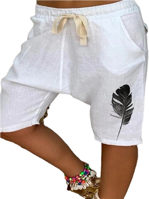 Women mid waisted print leaves casual straight leg knee length lounge pants