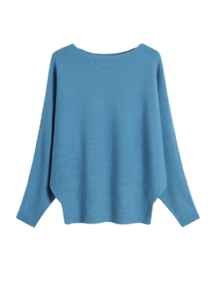 women's sweater boat neck bat sleeve loose fit