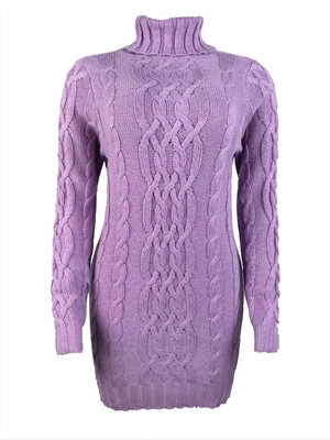 Thickened two lapels retro thick line twist sweater dress