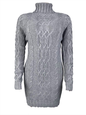 Thickened two lapels retro thick line twist sweater dress