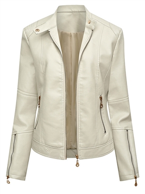 Womens Short PU Leather Jacket
